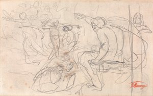 Possibly Seated Figure Pronouncing Judgement on a Kneeling Figure